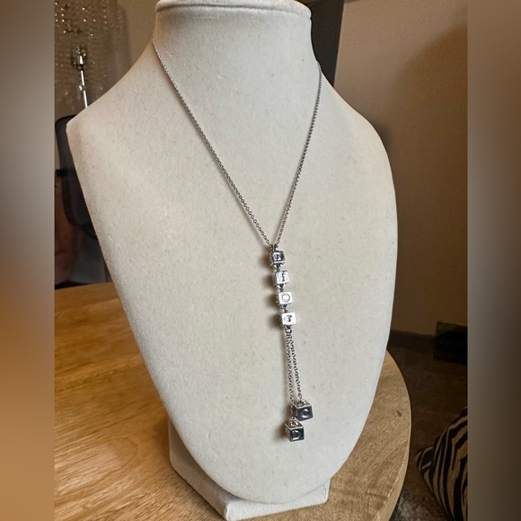 Dior Silver Cube Drop Necklace